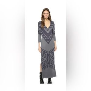 FREE PEOPLE Bauhaus Patterned Knit Maxi Dress Gray Size Large